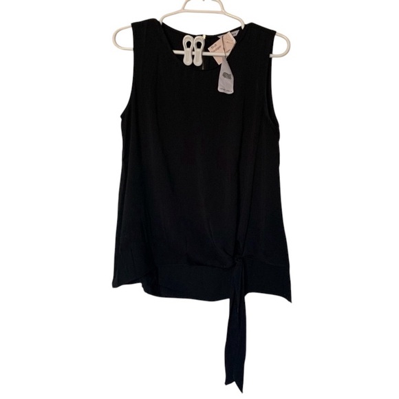 Naked Zebra Tops - Naked Zebra NWT Black Tank Blouse Zipper Back Tie in Front Size M